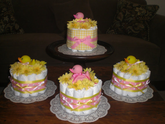 Pink Diaper Cake Centerpiece