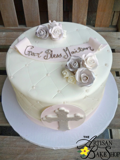 Pink First Communion Cross Cakes