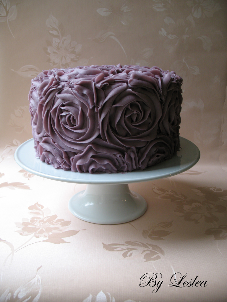 Purple Buttercream Rose Cake