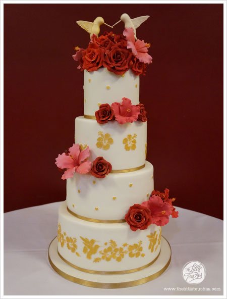 Red and Gold Wedding Cake