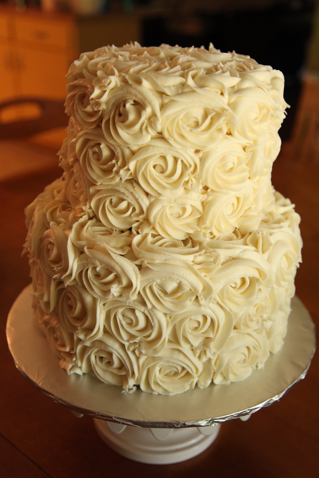 Simple Buttercream Wedding Cakes with Roses