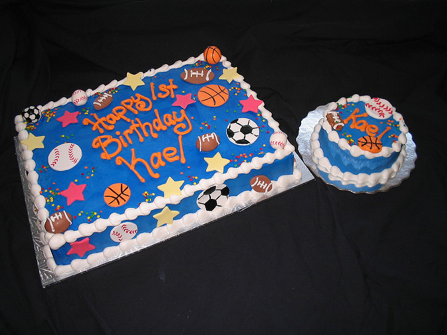 Sports 1st Birthday Sheet Cake