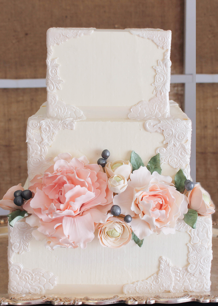 Square Buttercream Wedding Cake