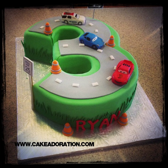 Track Race Cars Number Cake