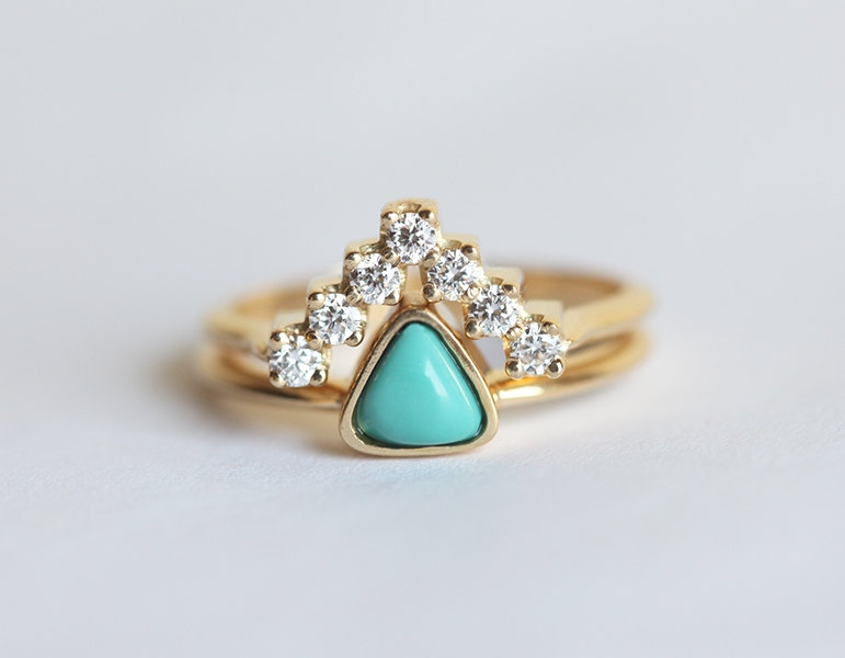 Turquoise Diamond Engagement Ring