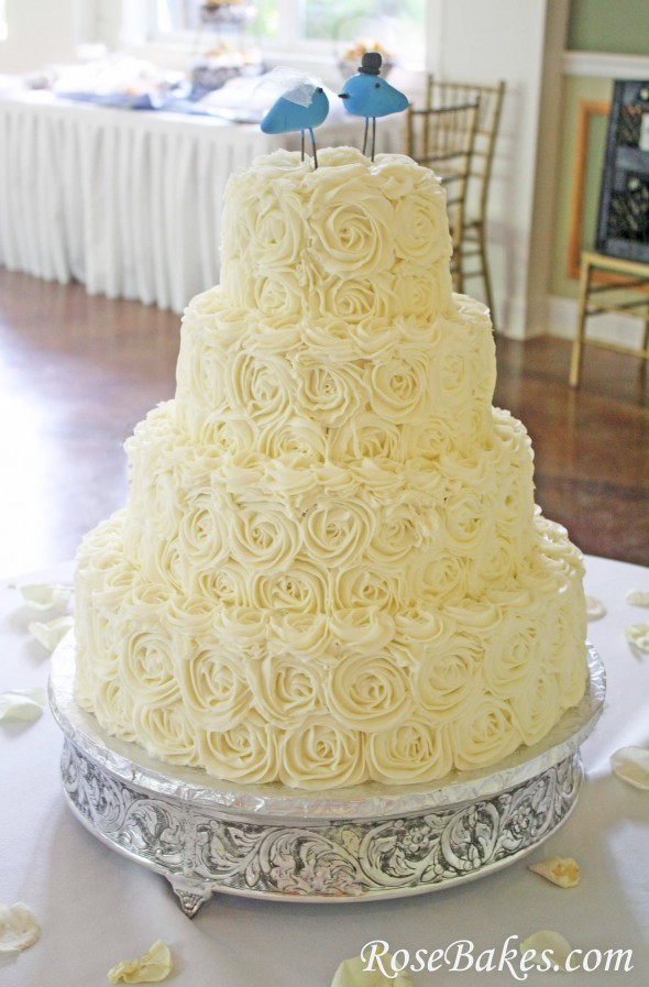 Wedding Cake with Buttercream Roses