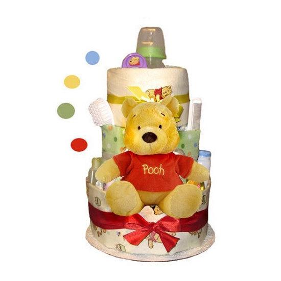 Winnie the Pooh Baby Shower Gift Diaper Cake