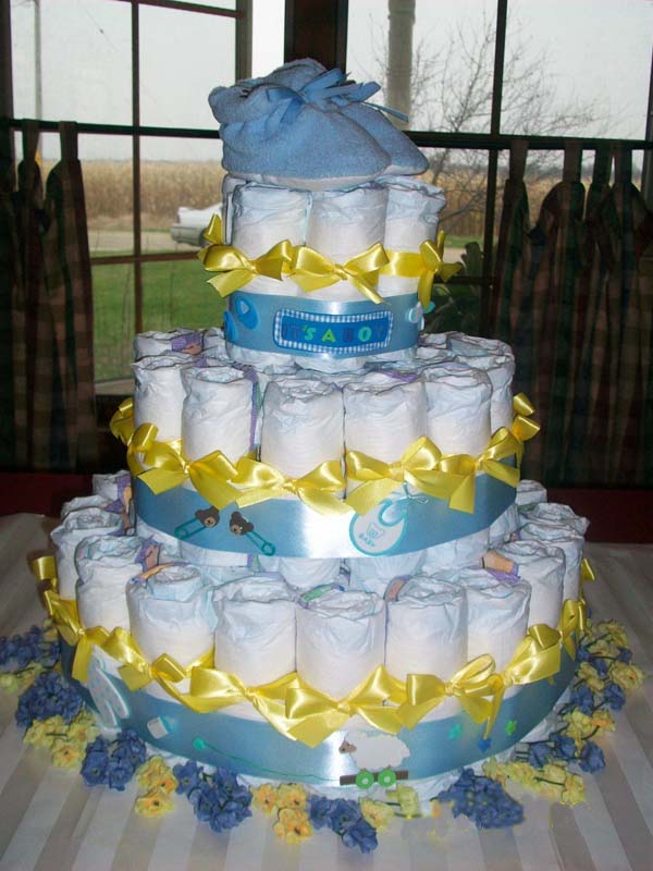 Yellow Diaper Cakes for Baby Shower