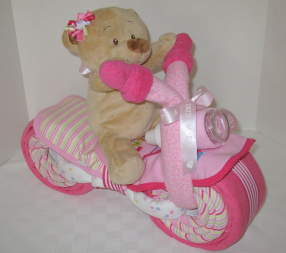 Baby Shower Motorcycle Diaper Cakes for Girls