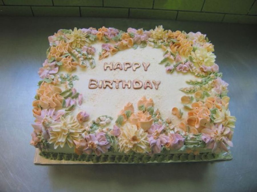 Birthday Sheet Cake with Flowers