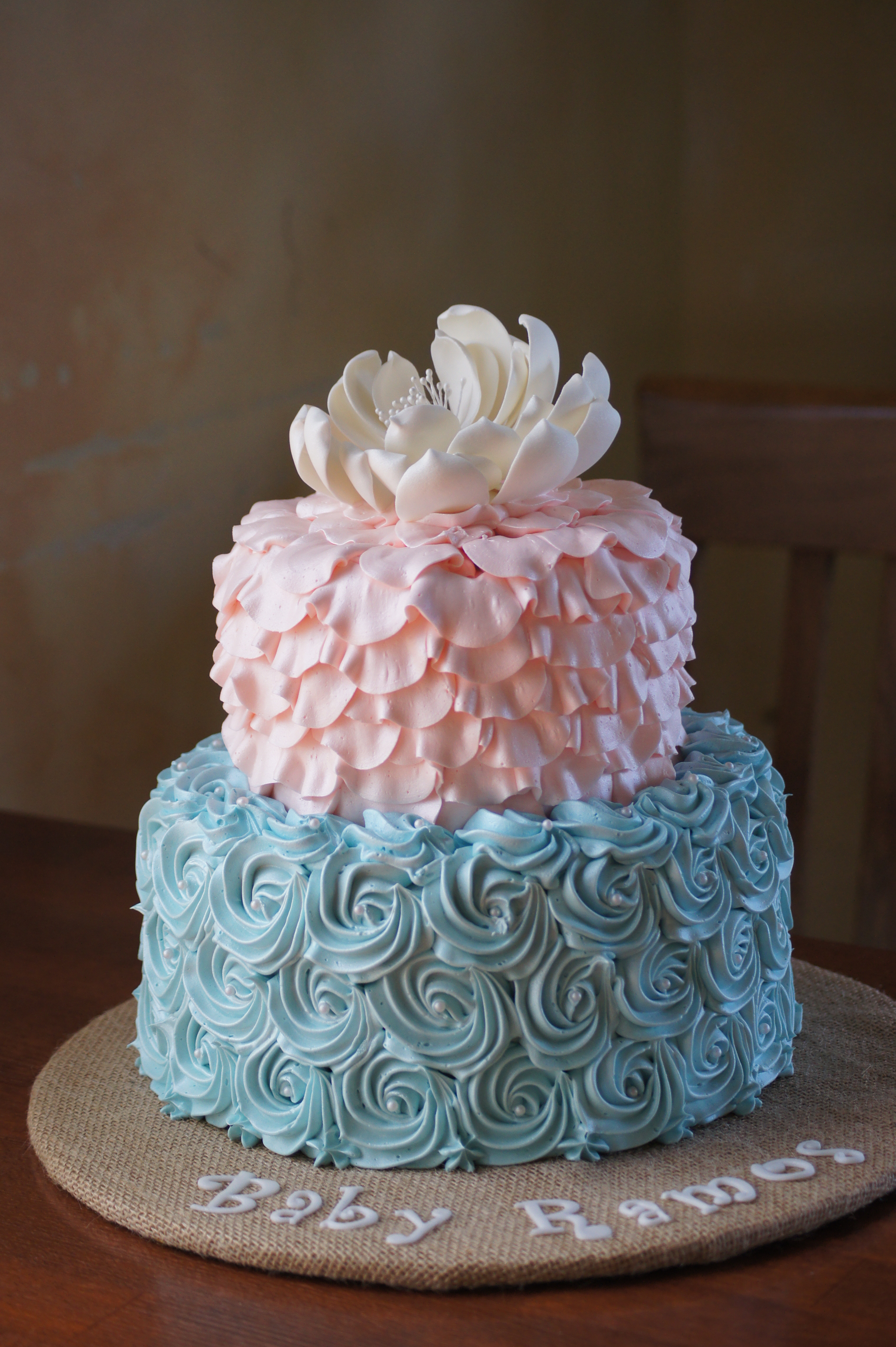 Blue and Pink Baby Shower Cake