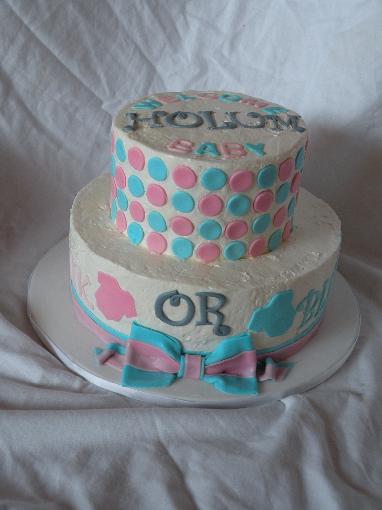 Blue and Pink Baby Shower Cake