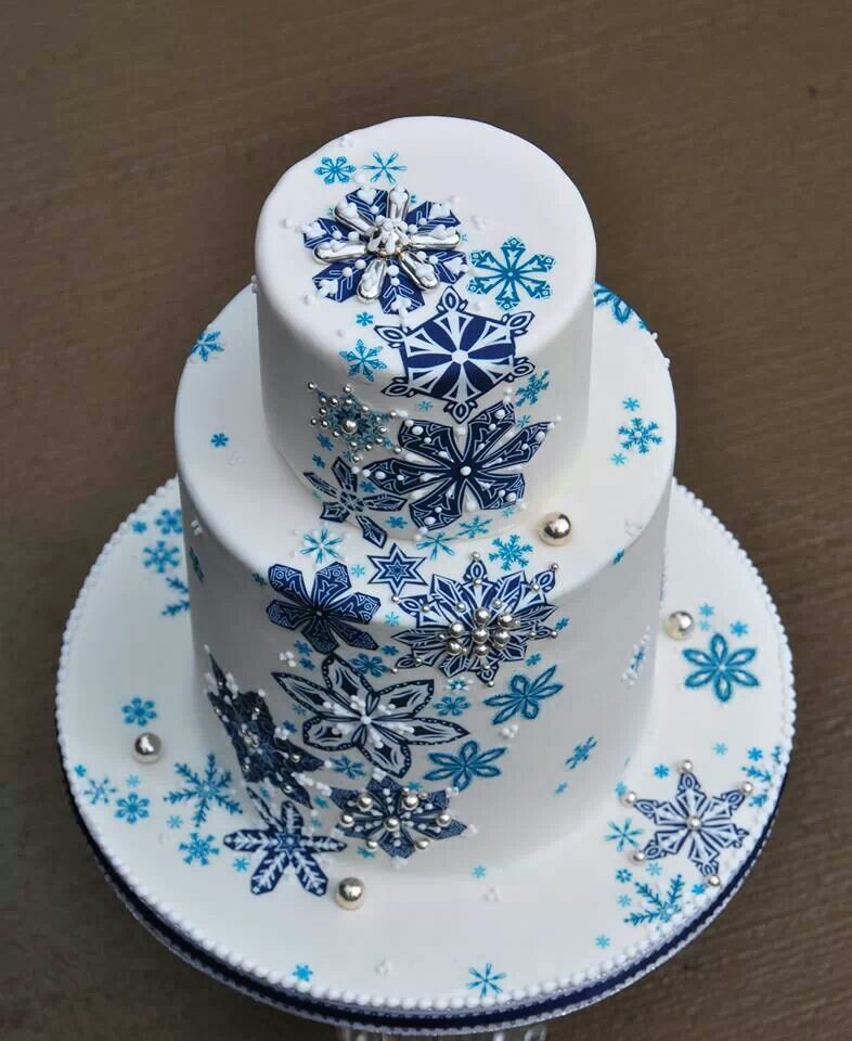 Christmas Cake Ideas Snow Flakes