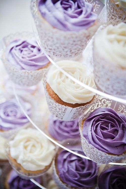 Country Wedding Cupcakes Purple and White