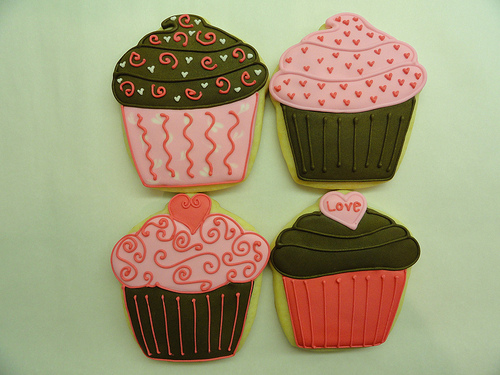 Cupcake Shaped Cookie for Valentine's Day