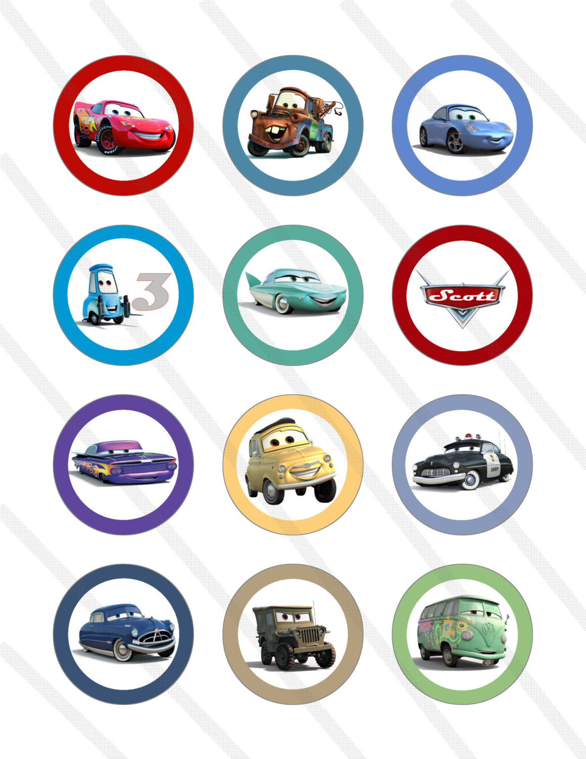 Disney Cars Cupcake Toppers Free Printables