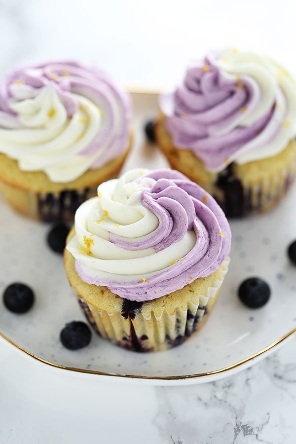 Fresh Blueberry Lemon Cupcakes with Buttercream