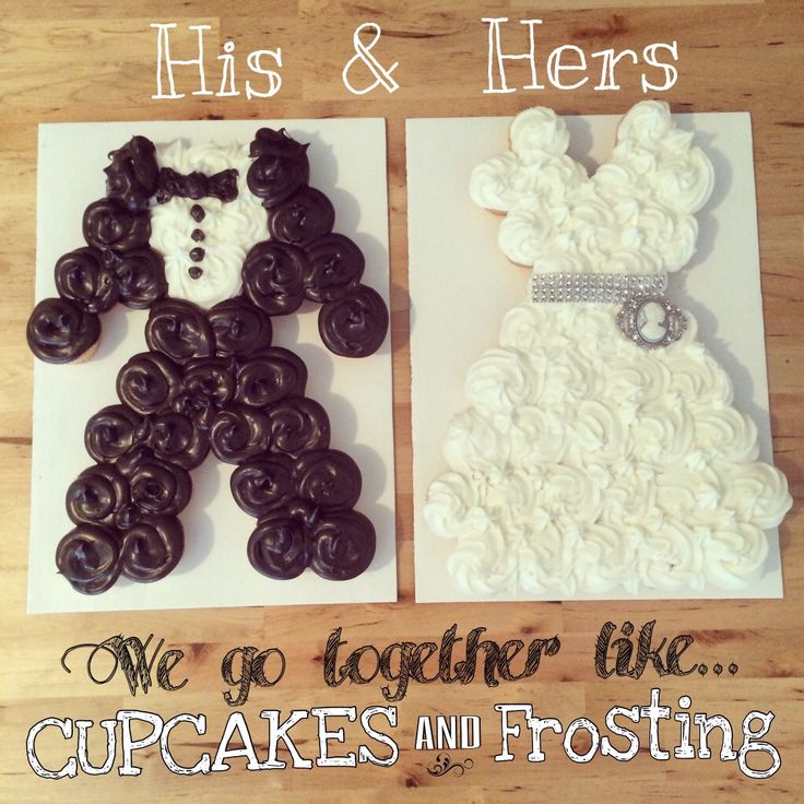 Groom Tuxedo and Wedding Dress Made Out of Cupcakes