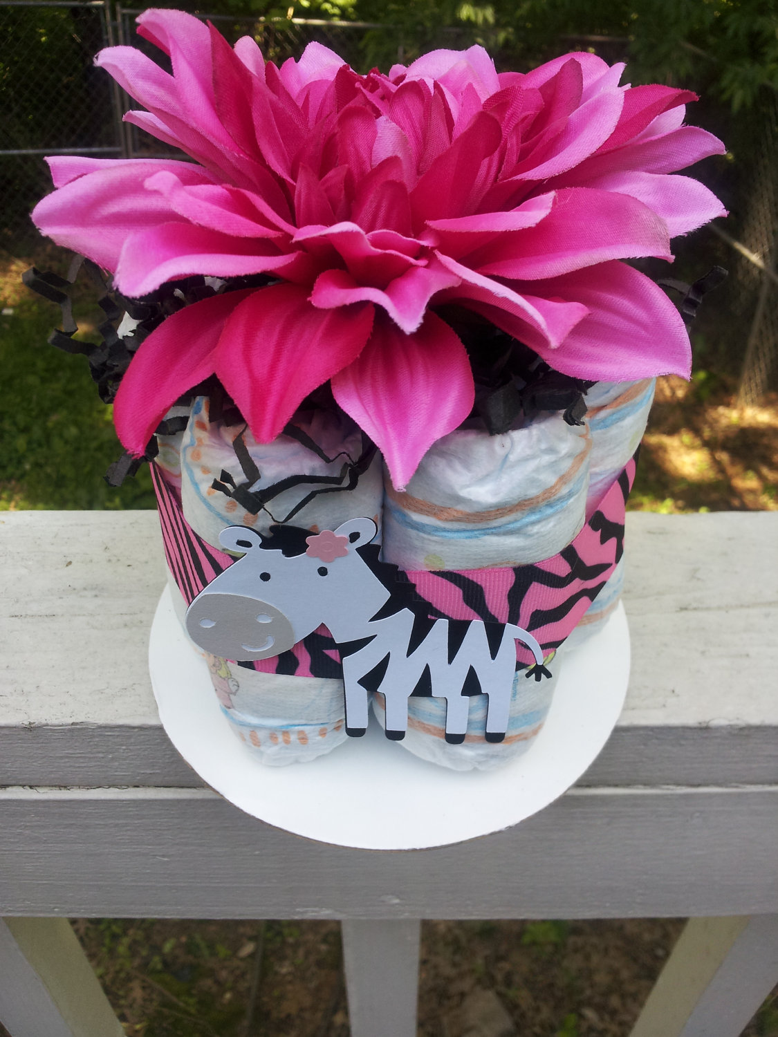 Hot Pink Zebra Baby Shower Cake