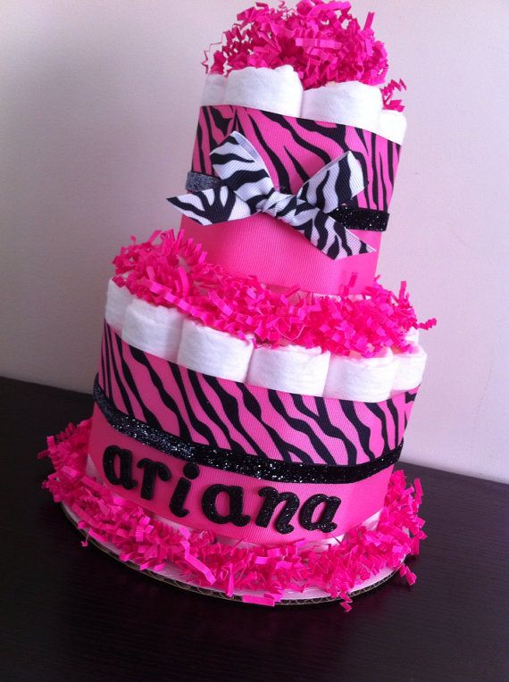 Hot Pink Zebra Baby Shower Cake