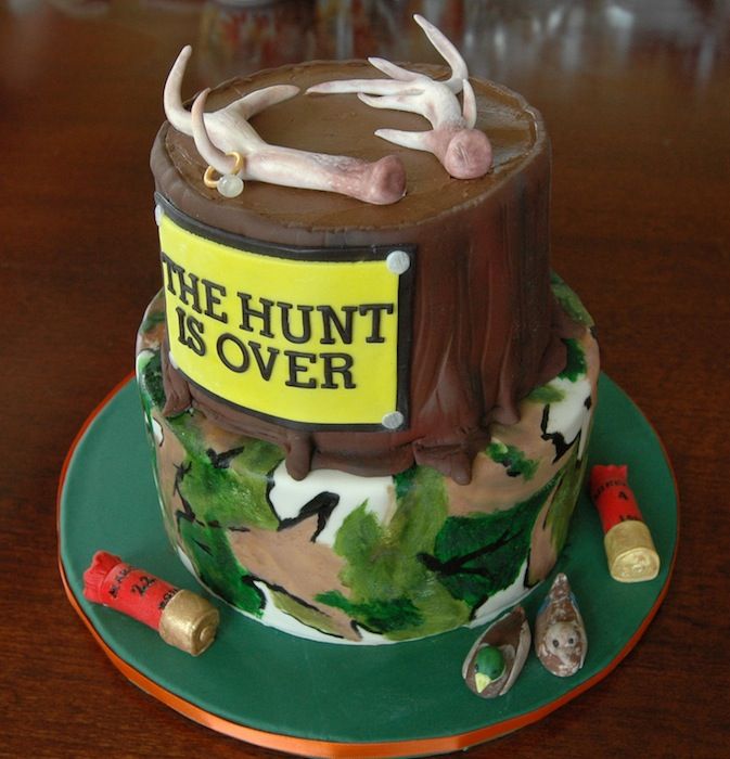 Hunt Is Over Grooms Cake