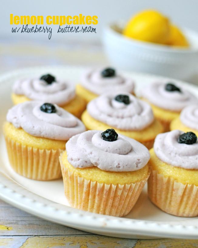 Lemon Blueberry Cupcakes with Buttercream Frosting