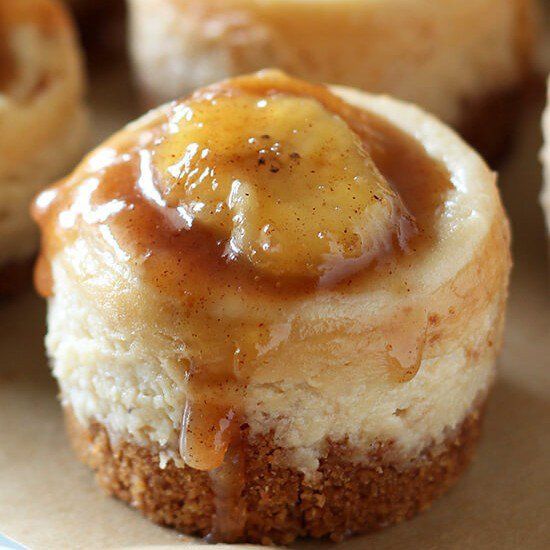 Mini Bananas Foster Cheesecakes