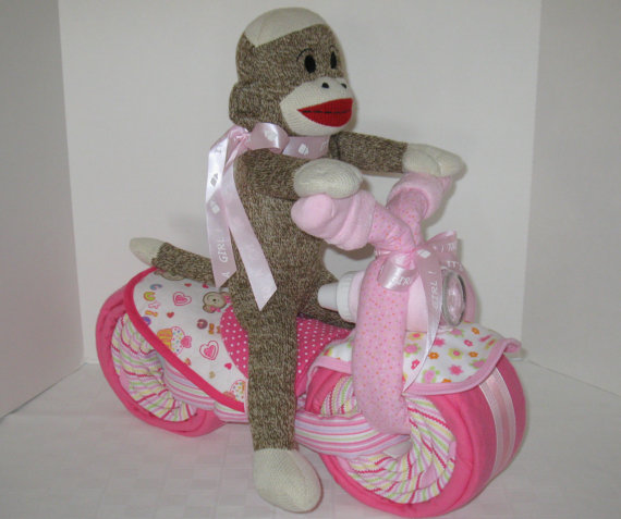 Monkey Baby Shower Motorcycle Diaper Cake