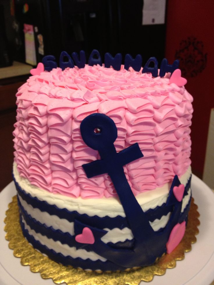 Navy and Pink Baby Shower Cake