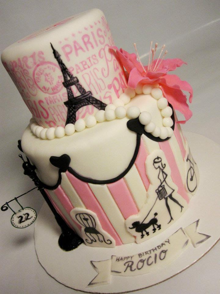 Paris Theme Birthday Cake