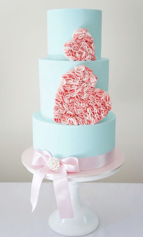 Pink and Blue Wedding Cake