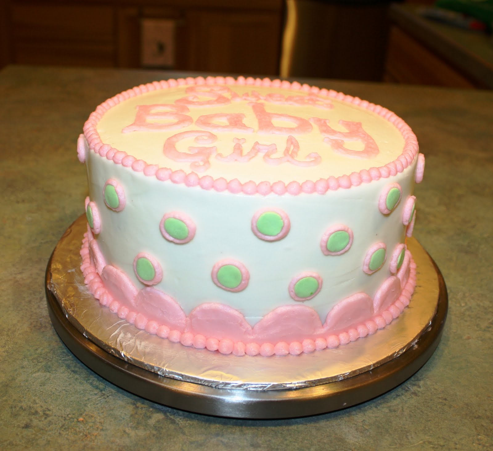 Pink and Green Baby Shower Cake