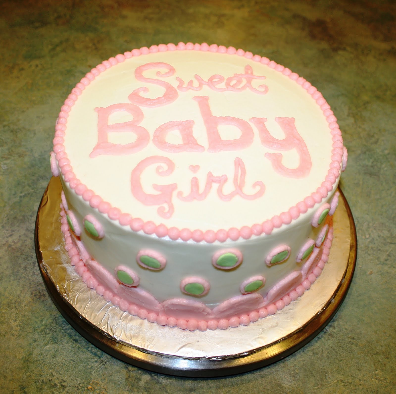 Pink and Green Baby Shower Cake