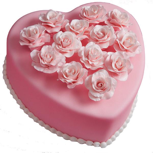 Pink Rose Heart Cake