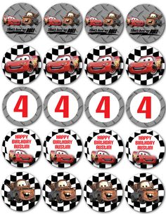 Printable Cars Cupcake Toppers