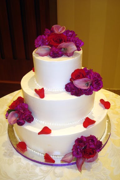 Red and Purple Wedding Cake Flowers
