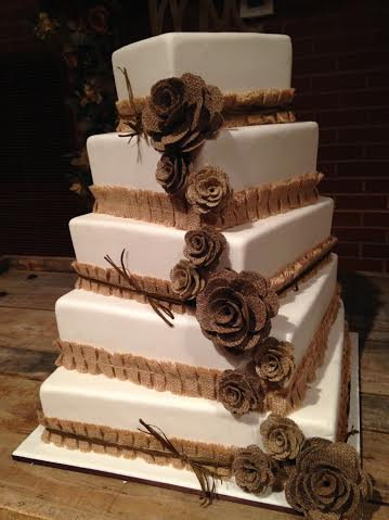 Rustic Burlap Vintage Wedding Cakes