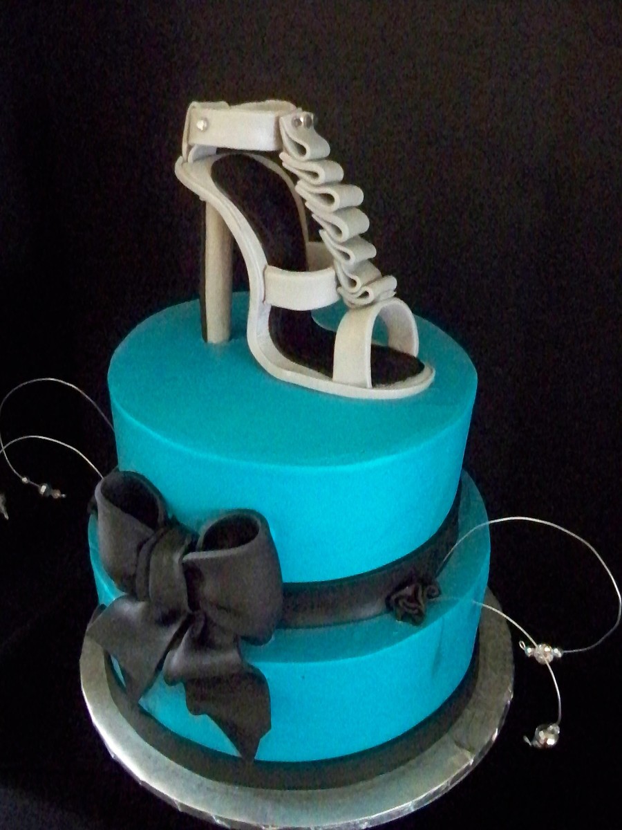 Teal and Black Fondant Cake