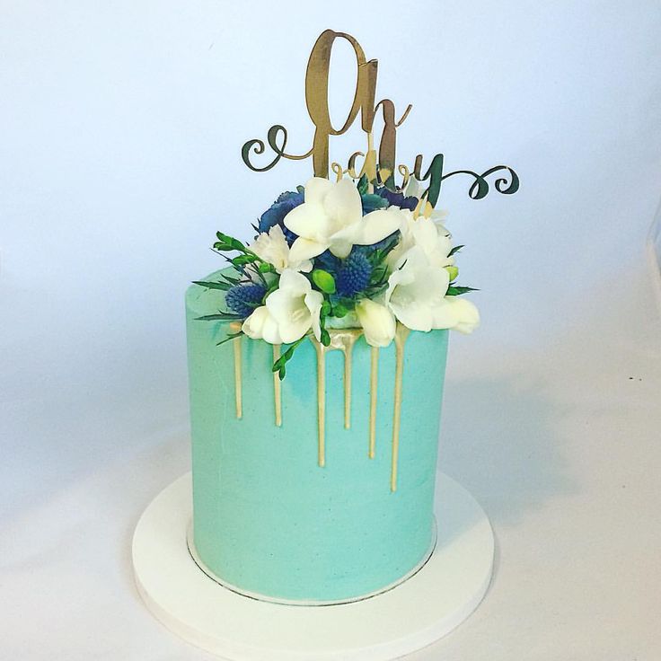 Teal Baby Shower Cake