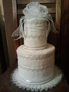 Wedding Cake Made Out of Towels