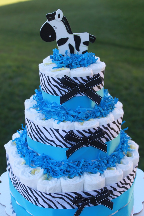 Zebra Baby Shower Diaper Cake