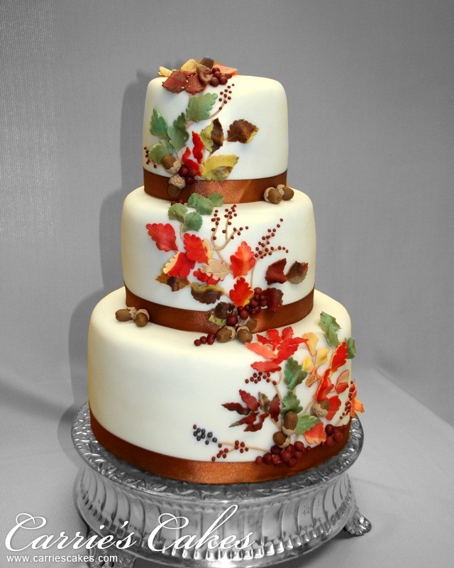 13 Fall Color Cakes Photo Fondant Cakes With Fall Leaves Fall