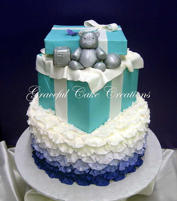 Blue and Purple Baby Shower Cakes