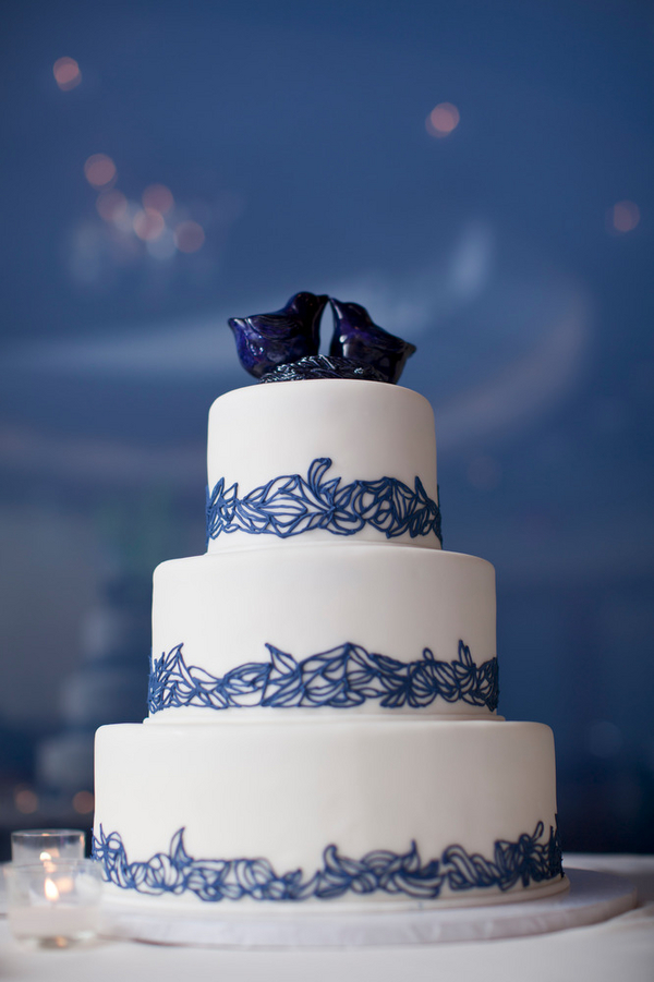 Blue and White Wedding Cake