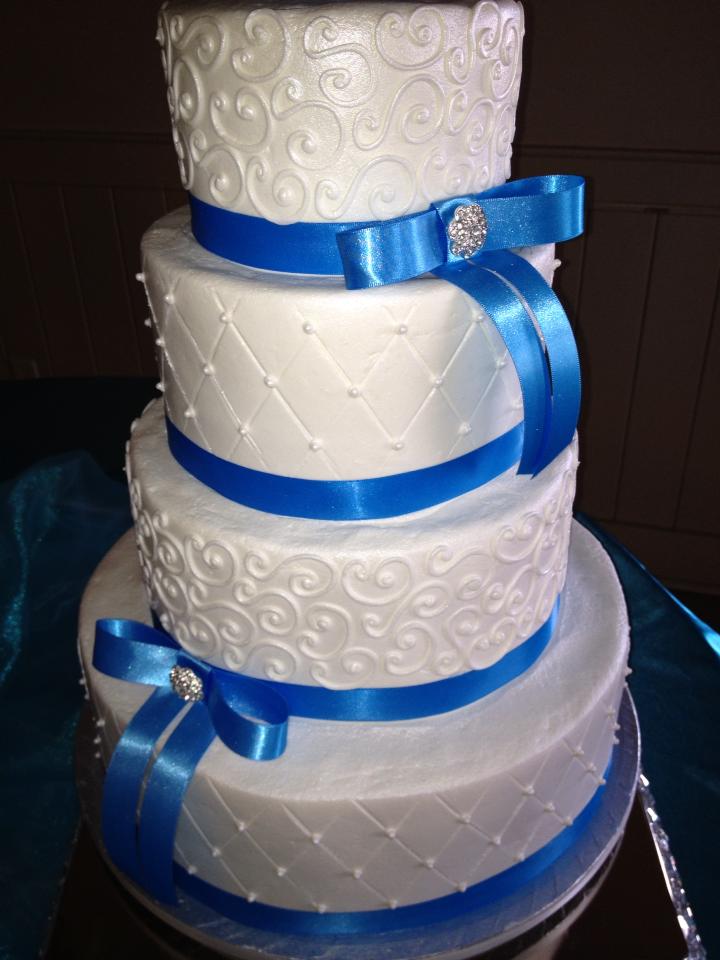 Blue and White Wedding Cake