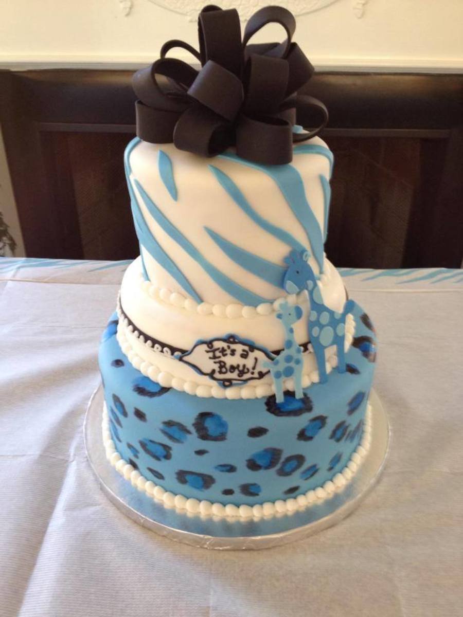 Blue Safari Baby Shower Cake