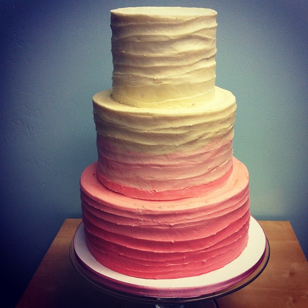 Buttercream Textured Ombre Wedding Cake.