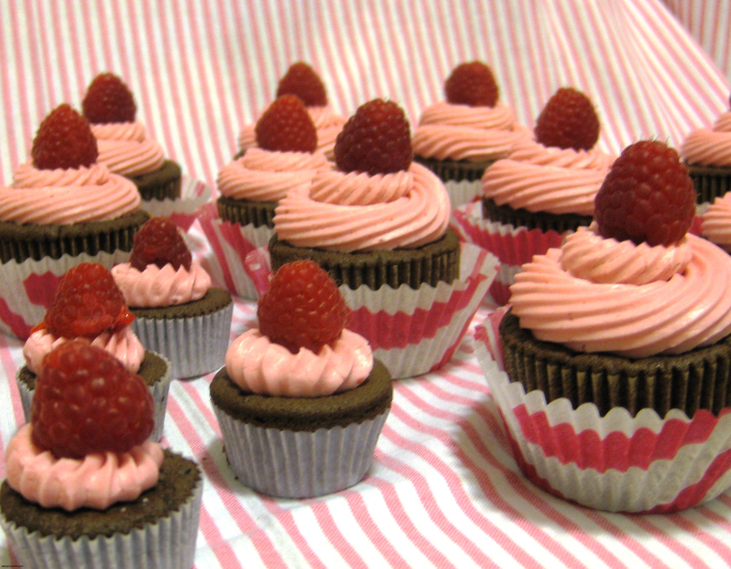 Chocolate Cupcakes with Raspberry Buttercream