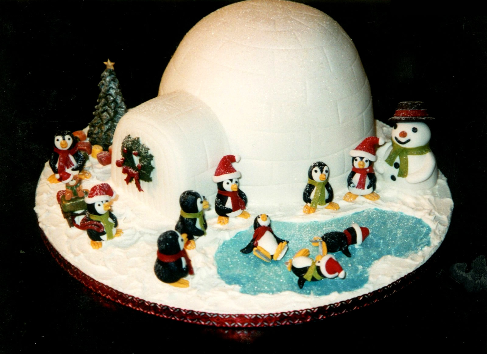 Christmas Penguins Ice Skating Cake