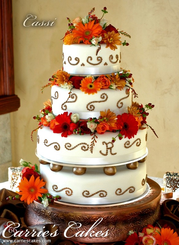 Fall Colored Wedding Cake